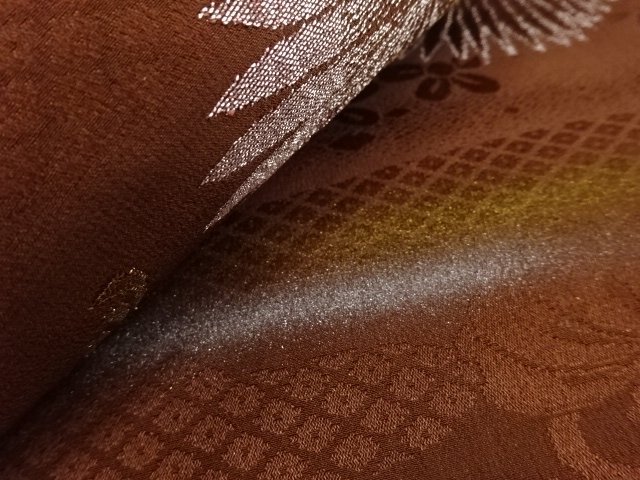  アンティーク　漆　菊模様織り出し名古屋帯（着用可）